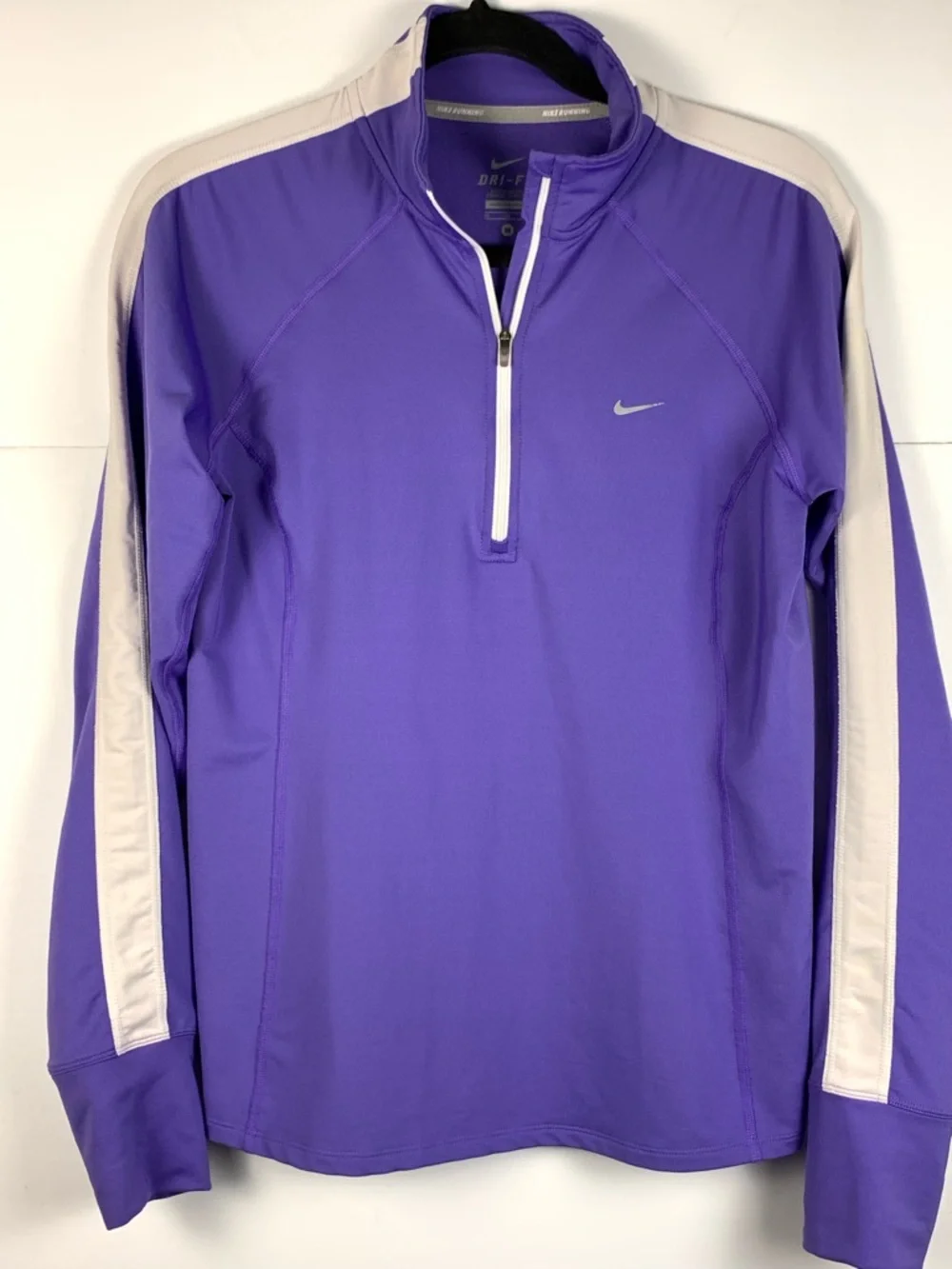Nike Dri-FIT Running Half Zip Pullover Purple White Thumbholes Women’s M